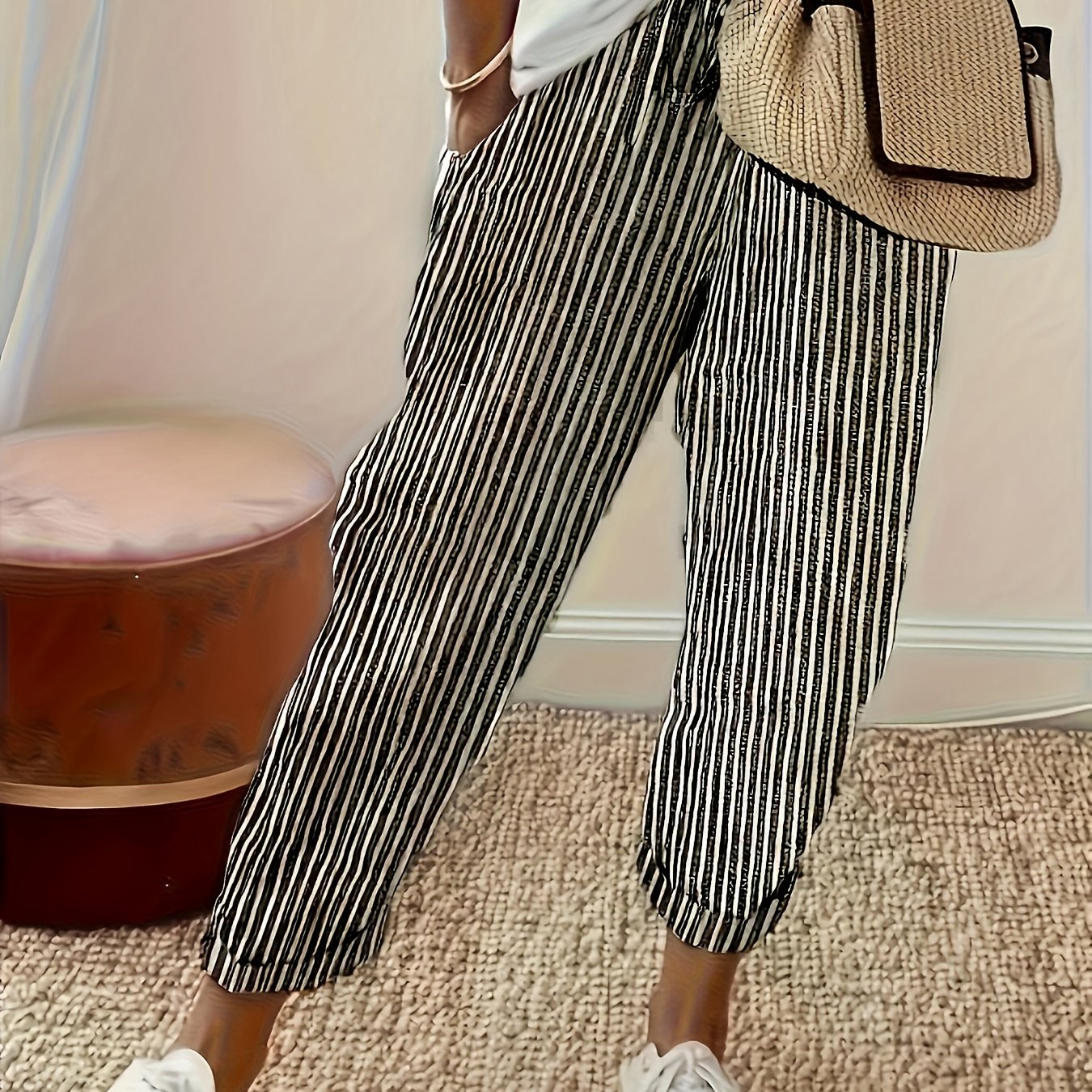 Sanna™ – Vide bukser med elegant stripe