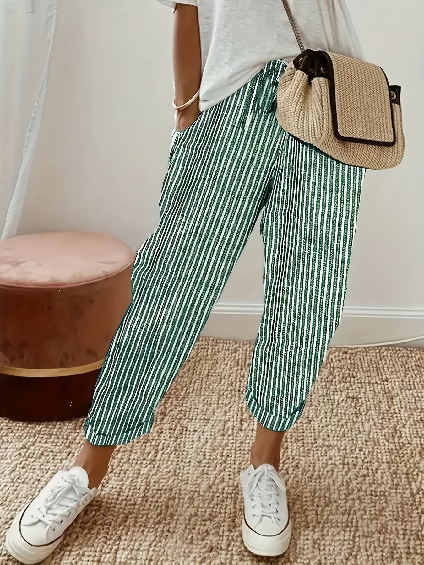 Sanna™ – Vide bukser med elegant stripe