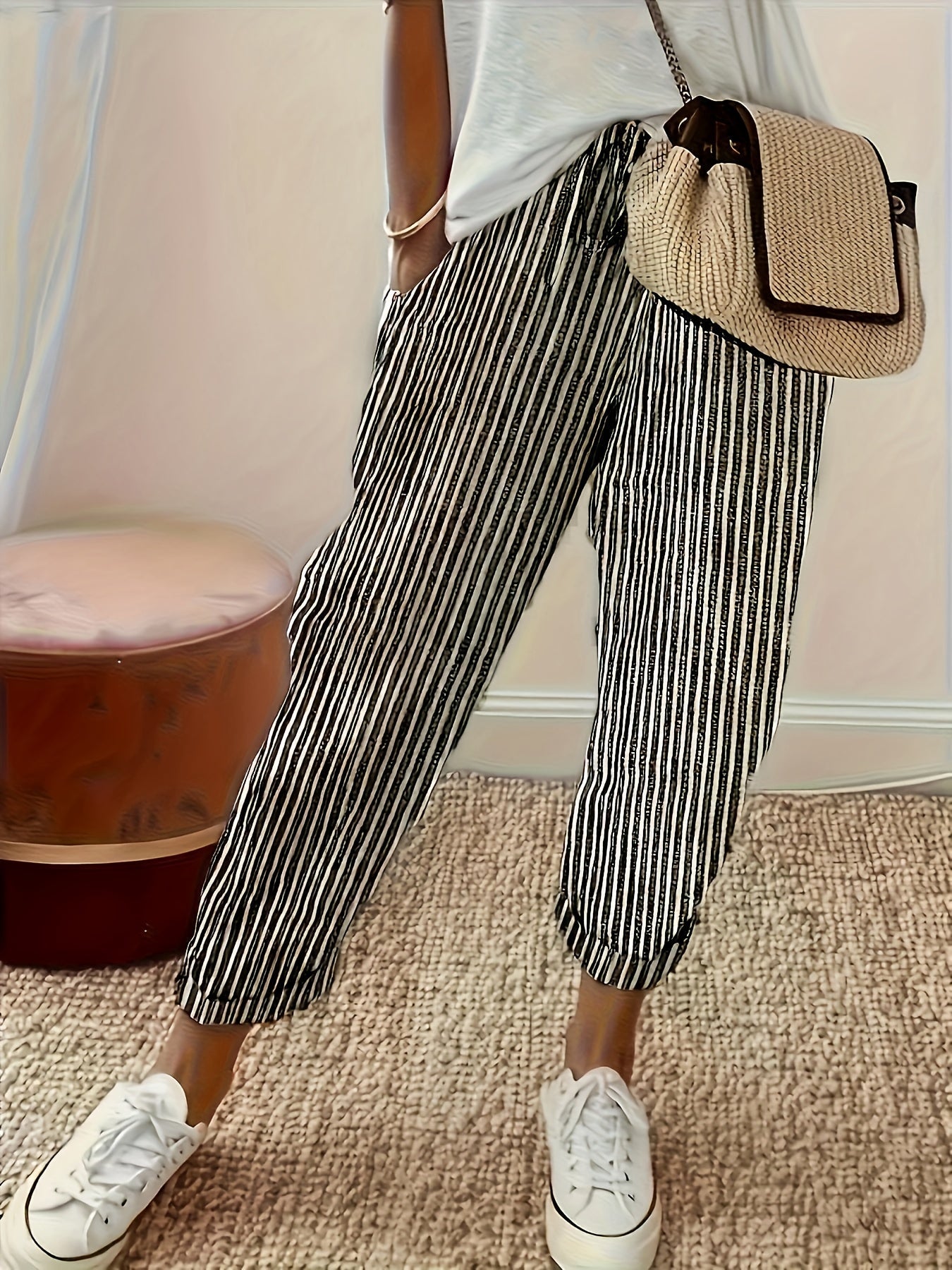 Sanna™ – Vide bukser med elegant stripe
