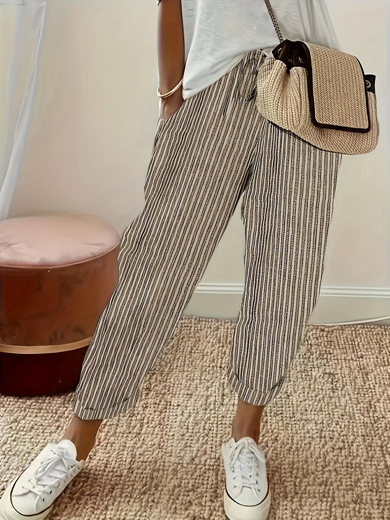 Sanna™ – Vide bukser med elegant stripe